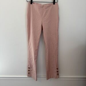 Soft Surroundings Pink Pull On Slim Pants Button Hem Dusty Rose 2BD02 Womens S